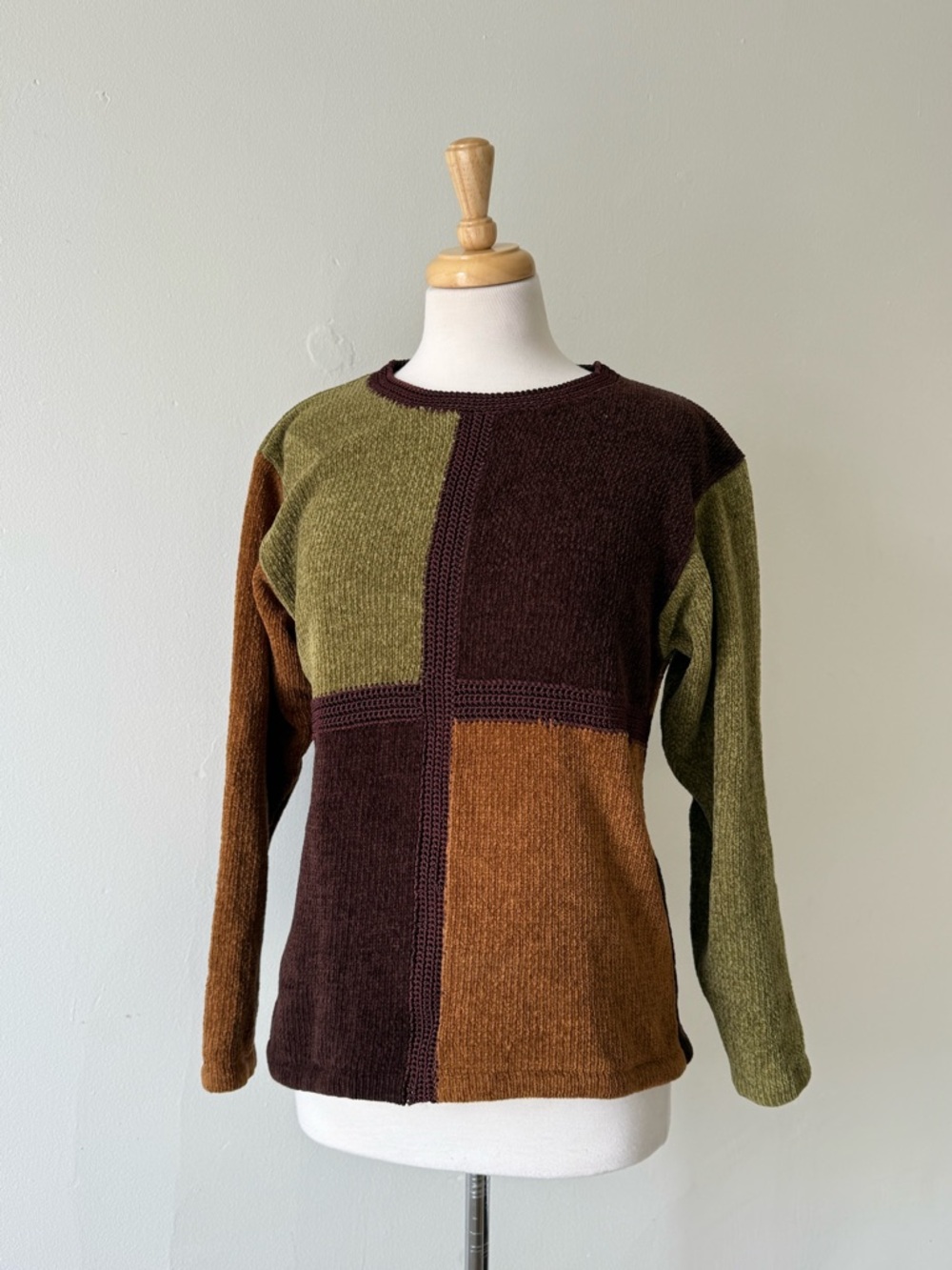 Vintage Climax by Sacha Patchwork Knit Sweater Size S